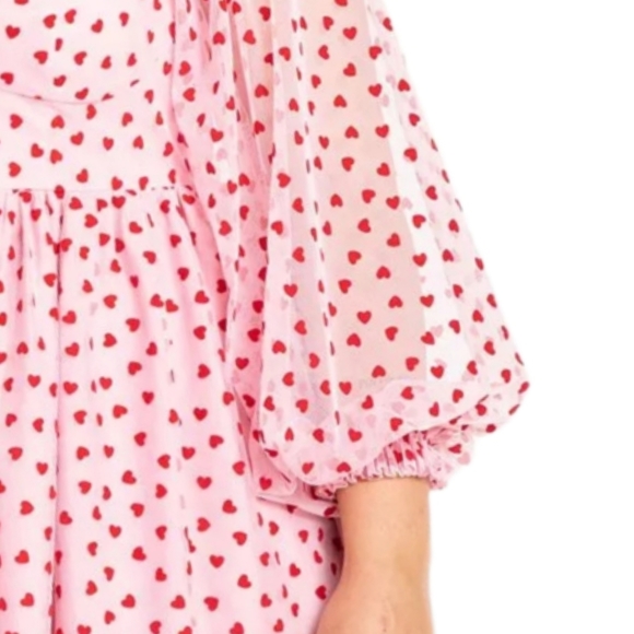 Eloquii pink and red heart textured mini dress Women's Plus Size 20 Fit & Flare - Picture 7 of 13